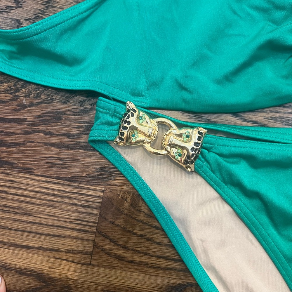 Victoria's Secret Emerald Green Bikini Set with Gold Hardware- stunning & unique - Picture 2 of 7